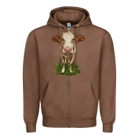 Chestnut simmental heifer Zipper Hoodie - LillyAllenDesigns
