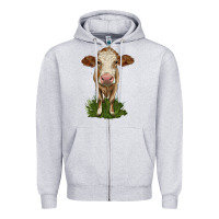 Heather Grey simmental heifer Zipper Hoodie - LillyAllenDesigns