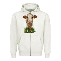 Oatmeal Heather simmental heifer Zipper Hoodie - LillyAllenDesigns