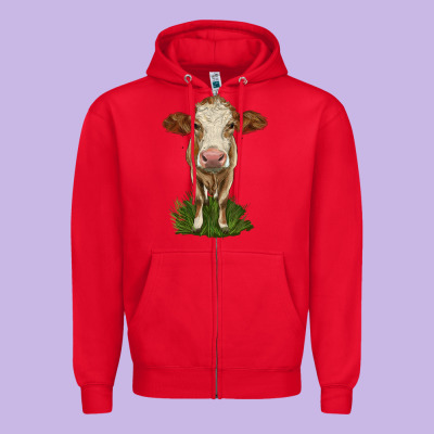 Simmental Heifer Zipper Hoodie Designed By Lillyallendesigns