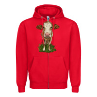 Red simmental heifer Zipper Hoodie - LillyAllenDesigns