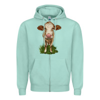 Seafoam simmental heifer Zipper Hoodie - LillyAllenDesigns