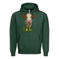 Sports Green simmental heifer Zipper Hoodie - LillyAllenDesigns