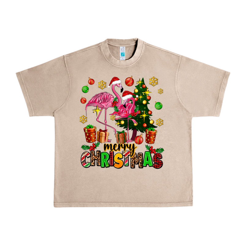 Flamingo Merry Christmas Urban Heavy Tee by AdoDesignShop | Teevron