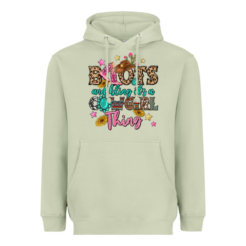 Boots And Bling It's A Cowgirl Thing Heavyweight Hoodie by MaliasSmallBusiness | Teevron
