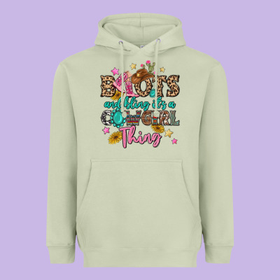 Boots And Bling It's A Cowgirl Thing Heavyweight Hoodie Designed By Maliassmallbusiness