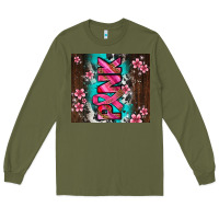 Army Green western pattern pink with floral cancer ribbon Long Sleeve Tee - AdoDesignShop