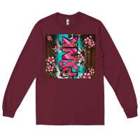 Burgundy western pattern pink with floral cancer ribbon Long Sleeve Tee - AdoDesignShop