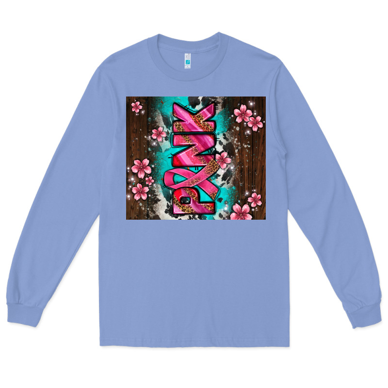 Western Pattern Pink With Floral Cancer Ribbon Long Sleeve Tee by AdoDesignShop | Teevron