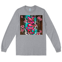 Heather Grey western pattern pink with floral cancer ribbon Long Sleeve Tee - AdoDesignShop