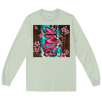 Matcha western pattern pink with floral cancer ribbon Long Sleeve Tee - AdoDesignShop