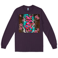Plum western pattern pink with floral cancer ribbon Long Sleeve Tee - AdoDesignShop