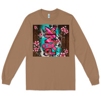 Toasted Coconut western pattern pink with floral cancer ribbon Long Sleeve Tee - AdoDesignShop