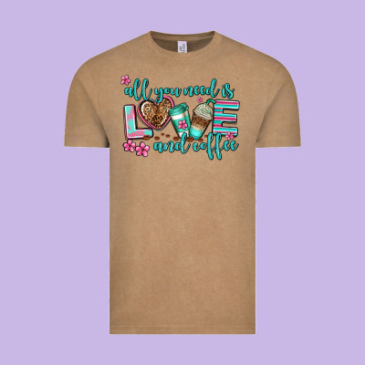 All You Need Is Love And Coffee Vintage Tee Designed By Adodesignshop