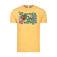 Vintage Mustard all you need is love and coffee Vintage Tee - AdoDesignShop