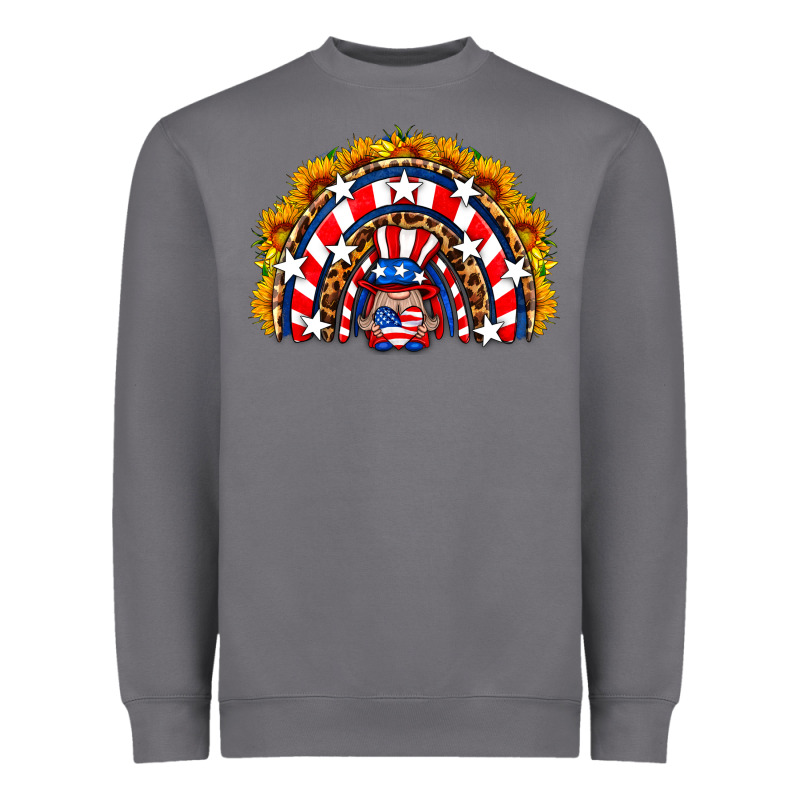 Usa Gnome Sunflower Rainbow Heavyweight Sweatshirt by HRA Design Shop | Teevron