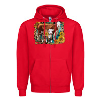 Red Hereford Cow and Hereford Calf With Leopard Zipper Hoodie - LillyAllenDesigns