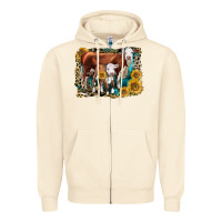 Sandshell Hereford Cow and Hereford Calf With Leopard Zipper Hoodie - LillyAllenDesigns