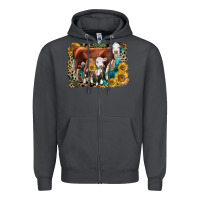 Smoke Hereford Cow and Hereford Calf With Leopard Zipper Hoodie - LillyAllenDesigns