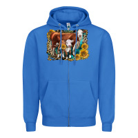 True Royal Hereford Cow and Hereford Calf With Leopard Zipper Hoodie - LillyAllenDesigns