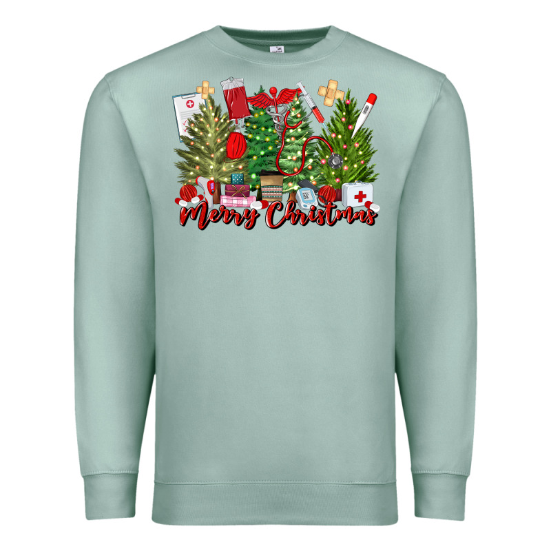 Merry Christmas Nurse Trees Premium Sweatshirt by MaliasSmallBusiness | Teevron