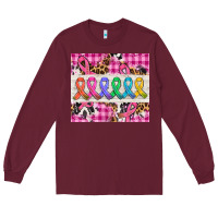 Burgundy western colorfull cancer ribbon Long Sleeve Tee - AdoDesignShop