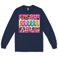 Navy western colorfull cancer ribbon Long Sleeve Tee - AdoDesignShop