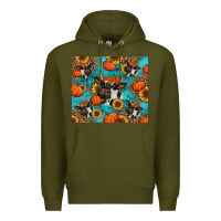 Army Green autumn pumpkins holstein cow Premium Hoodie - Jasminsmagicworld