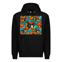 Black autumn pumpkins holstein cow Premium Hoodie - Jasminsmagicworld
