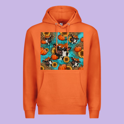 Autumn Pumpkins Holstein Cow Premium Hoodie Designed By Jasminsmagicworld