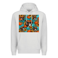 Dove Grey autumn pumpkins holstein cow Premium Hoodie - Jasminsmagicworld