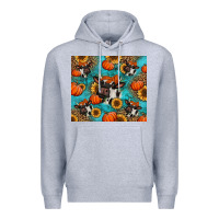 Heather Grey autumn pumpkins holstein cow Premium Hoodie - Jasminsmagicworld