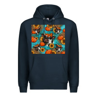 Navy autumn pumpkins holstein cow Premium Hoodie - Jasminsmagicworld