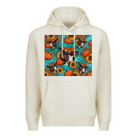 Oatmeal Heather autumn pumpkins holstein cow Premium Hoodie - Jasminsmagicworld