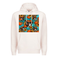 Pale Pink autumn pumpkins holstein cow Premium Hoodie - Jasminsmagicworld