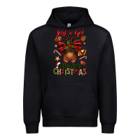 Black just a girl who loves christmas afro messy bun Urban Hoodie - texasbilliewilder