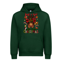 Forest Green just a girl who loves christmas afro messy bun Urban Hoodie - texasbilliewilder