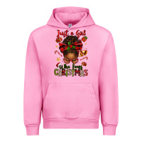 Fuchsia Pink just a girl who loves christmas afro messy bun Urban Hoodie - texasbilliewilder