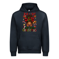 Navy just a girl who loves christmas afro messy bun Urban Hoodie - texasbilliewilder