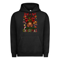 Pigment Black just a girl who loves christmas afro messy bun Urban Hoodie - texasbilliewilder