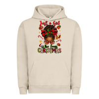 Pigment French Oak just a girl who loves christmas afro messy bun Urban Hoodie - texasbilliewilder