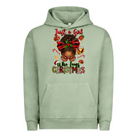 Pigment Oil Green just a girl who loves christmas afro messy bun Urban Hoodie - texasbilliewilder