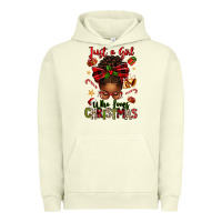 Pigment Pistachio just a girl who loves christmas afro messy bun Urban Hoodie - texasbilliewilder