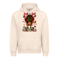 Sandshell just a girl who loves christmas afro messy bun Urban Hoodie - texasbilliewilder