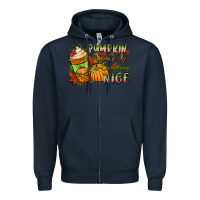 Navy Pumpkin spice everything nice Zipper Hoodie - NancyCooperArtShop
