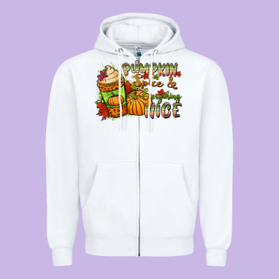Pumpkin Spice Everything Nice Zipper Hoodie Designed By Nancycooperartshop