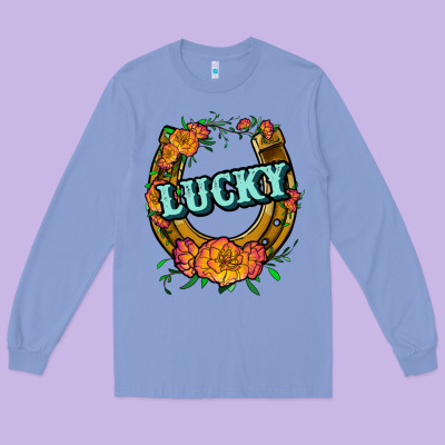 Horseshoe Lucky Long Sleeve Tee Designed By Jahusdesignshop