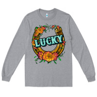 Heather Grey horseshoe lucky Long Sleeve Tee - JahusDesignShop