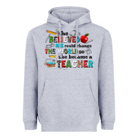 Heather Grey she believed she could change the world so she bec Heavyweight Hoodie - NancyCooperArtShop