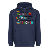 Navy she believed she could change the world so she bec Heavyweight Hoodie - NancyCooperArtShop